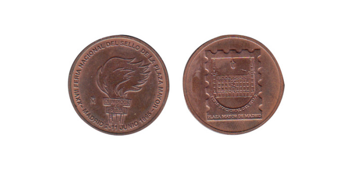 MLL007 - MEDALLA 28º FERIA NACIONAL DEL SELLO - 1995, COBRE 30 m