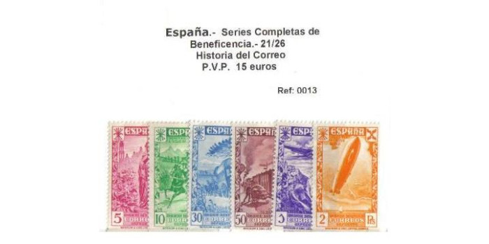 BENEFICENCIA. SERIE COMPLETA Nº21/26. HISTORIA DEL CORREO
