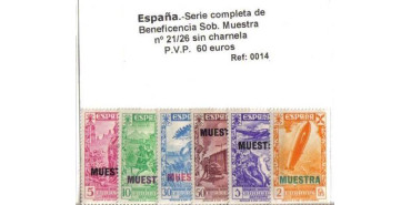 BENEFICENCIA. SOB. MUESTRA SERIE COMPLETA Nº21/26. SIN CHARNELA
