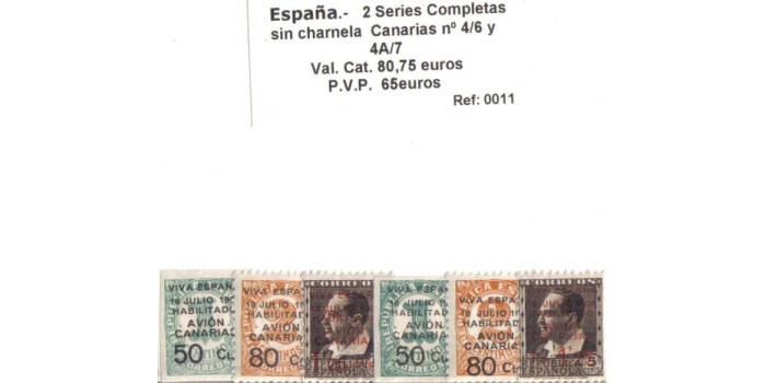 CANARIAS, SERIES COMPLETAS Nº 4/6 Y 4A/7 SIN CHARNELA