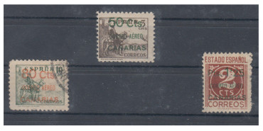 CANARIAS,  Nº 34/36 - 50 ctm y 1.25 en nuevo, 80 ctm usado   