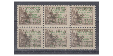 CANARIAS,  Nº 10 ** bloque de 6 con 