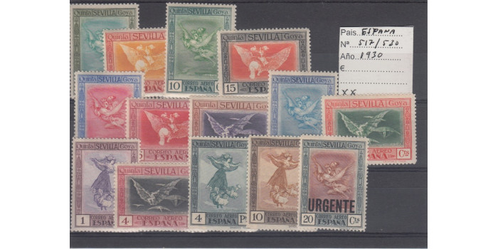 Nº0517/530 - 1930 NUEVOS SIN CHARNELA, GOYA AEREA