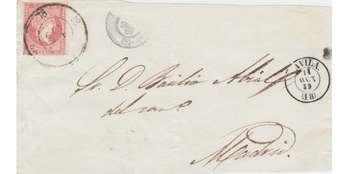 4 Cuartos1856 - Rueda de carreta Nº 18 - Avila - sobre frontal con fechador