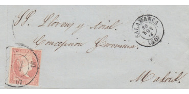 4 Cuartos1856 - Rueda de carreta Nº 40 - Salamanca - sobre frontal con fechador