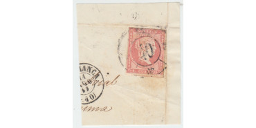4 Cuartos1856 - Rueda de carreta Nº 40 - Salamanca - sobre fragmento con fechador