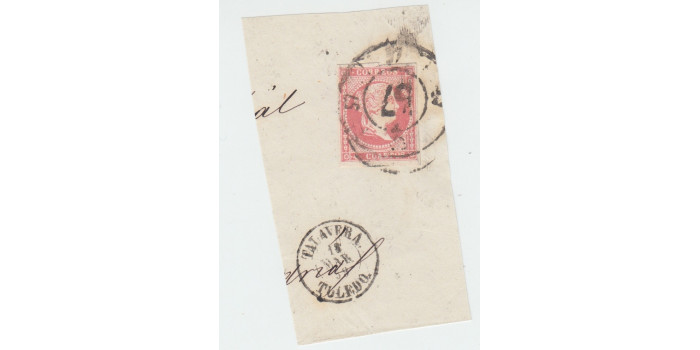 4 Cuartos1856 - Rueda de carreta Nº 57 - Talavera - sobre fragmento con fechador
