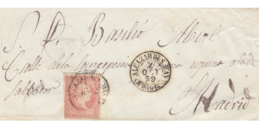 4 cuartos1856 - fechador- Alcazar de San Juan - tipo I - Ciudad Real sobre frontal