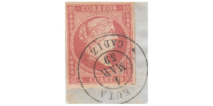 4 cuartos1856 - fechador- Ceuta tipo II - Cadiz