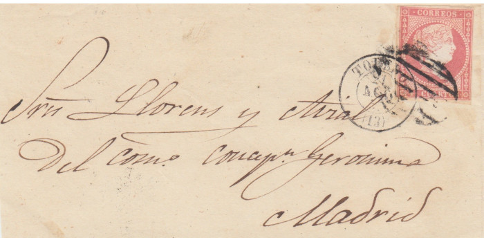 4 cuartos1856 - fechador- Toledo tipo I - y Rueda de Carreta sobre frontal