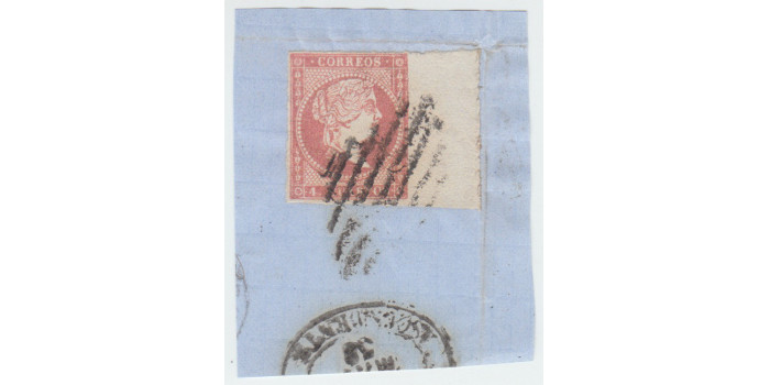 4 cuartos1856 - Rejilla Negra sobre fragmento y fechador ascendente 