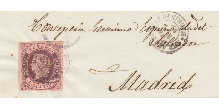 4 Cuartos1862 - fechador- Ambulante ascendente 2º expedicion Madrid