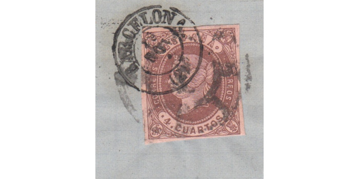 4 Cuartos1862 - fechador- Barcelona y Rueda de Carreta