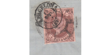 4 Cuartos1862 - fechador- Barcelona y Rueda de Carreta