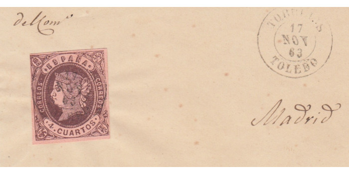 4 Cuartos1862 - fechador- Torrijos tipo II  - Toledo, fragmento