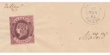 4 Cuartos1862 - fechador- Torrijos tipo II  - Toledo, fragmento