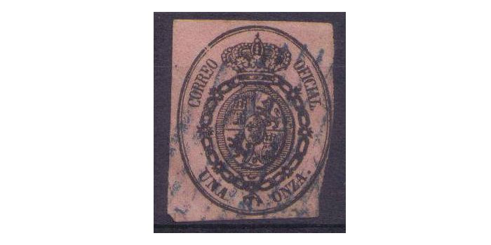 Nº0036p - 1 ONZA 1855 USADO,  VARIEDAD PAPEL ROSA OSCURO