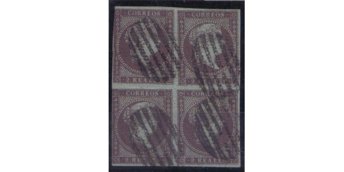 Nº0042 - 2 REALES 1855 Bloque de 4, USADO