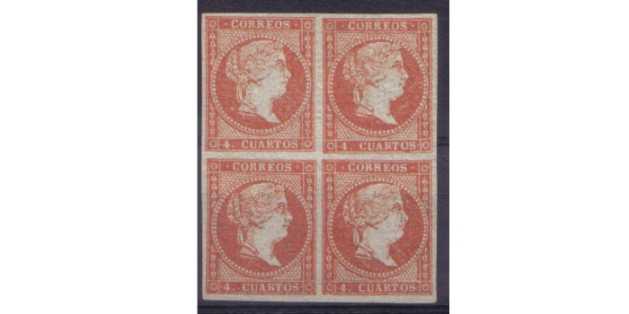 Nº0044 - 4 CUARTOS 1855, Bloque de 4 en nuevo sin goma