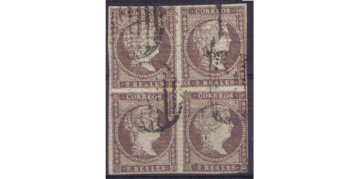 Nº0046 - 2 REALES 1855, bloque de 4 en usado