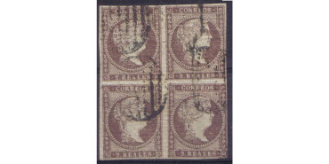 Nº0046 - 2 REALES 1855, bloque de 4 en usado