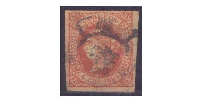 Nº0064 - 4 cuartos 1864 matasello rueda de carreta