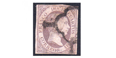 Nº0007a 1851 2C. lila -usado- bonito