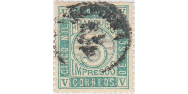Nº0093 - 5 milesimas 1867 verde, usado