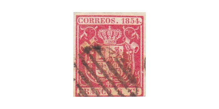 Nº0024a - 6 CUARTOS 1854 Carmin oscuroUSADO