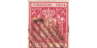 Nº0024a - 6 CUARTOS 1854 Carmin oscuroUSADO