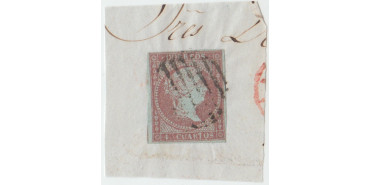 Nº0040v1 - 4 CUARTOS 1855 variedad T empastada falta parte del trazo superior USADO