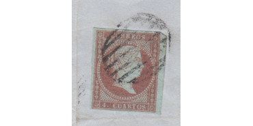 Nº0040v3 - 4 CUARTOS 1855 variedad R de correos con parte superior redonda