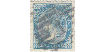 Nº0088 p- 4 cuartos 1867, Parrilla con cifra Nº 1 Madid